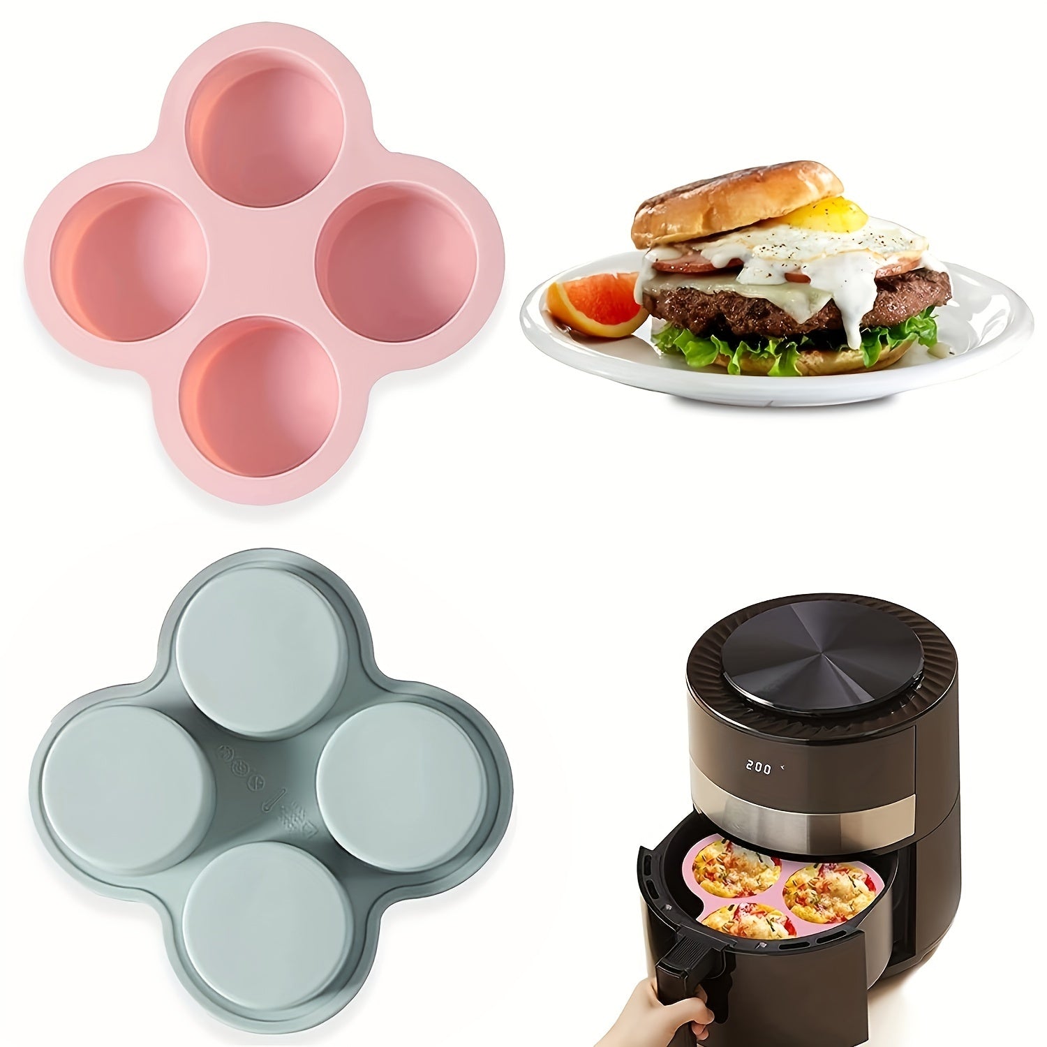 Silicone Air Fryer Egg Mold Non Stick Baking Pan
