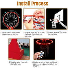 Remote Control LED Basketball Hoop Lights Waterproof Bright for Night Play