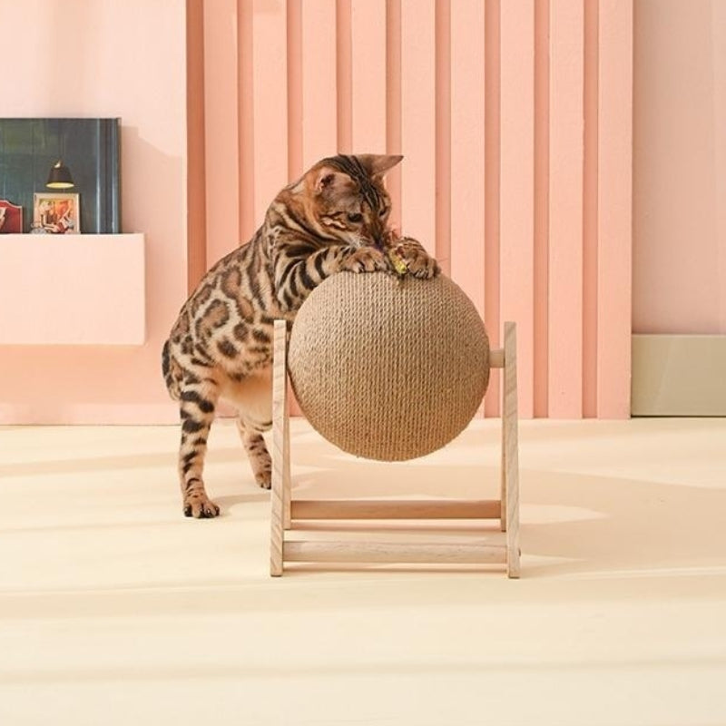Cat Scratching Pad With Bell Wooden Cat Claw Grinding Toy