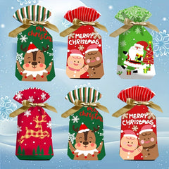 50 Christmas Gift Bags w/ Ribbon Drawstring, Ideal for Candy & Fruit