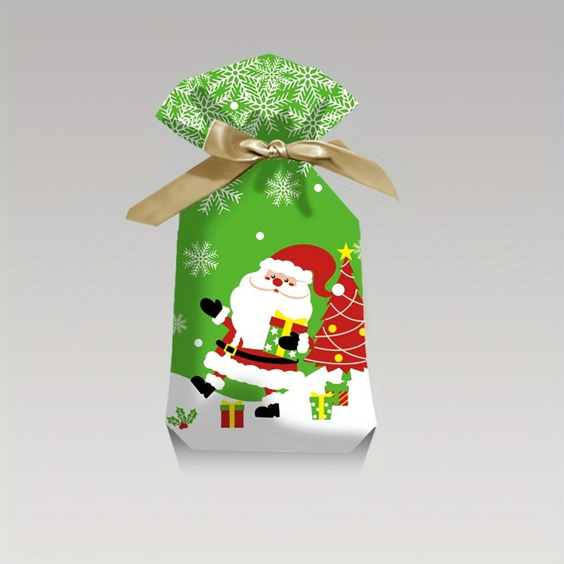50 Christmas Gift Bags w/ Ribbon Drawstring, Ideal for Candy & Fruit