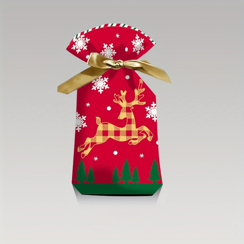 50 Christmas Gift Bags w/ Ribbon Drawstring, Ideal for Candy & Fruit