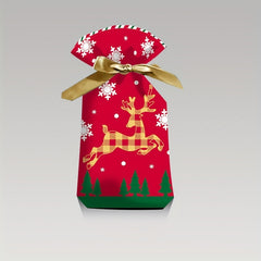 50 Christmas Gift Bags w/ Ribbon Drawstring, Ideal for Candy & Fruit