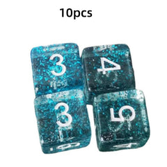 10pcs Glitter Digital Dice Set for Board Games