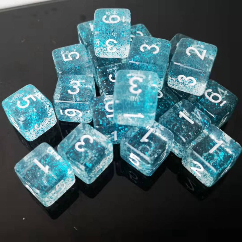 10pcs Glitter Digital Dice Set for Board Games