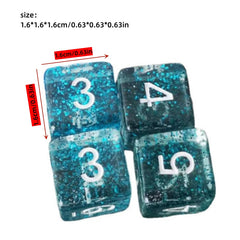 10pcs Glitter Digital Dice Set for Board Games