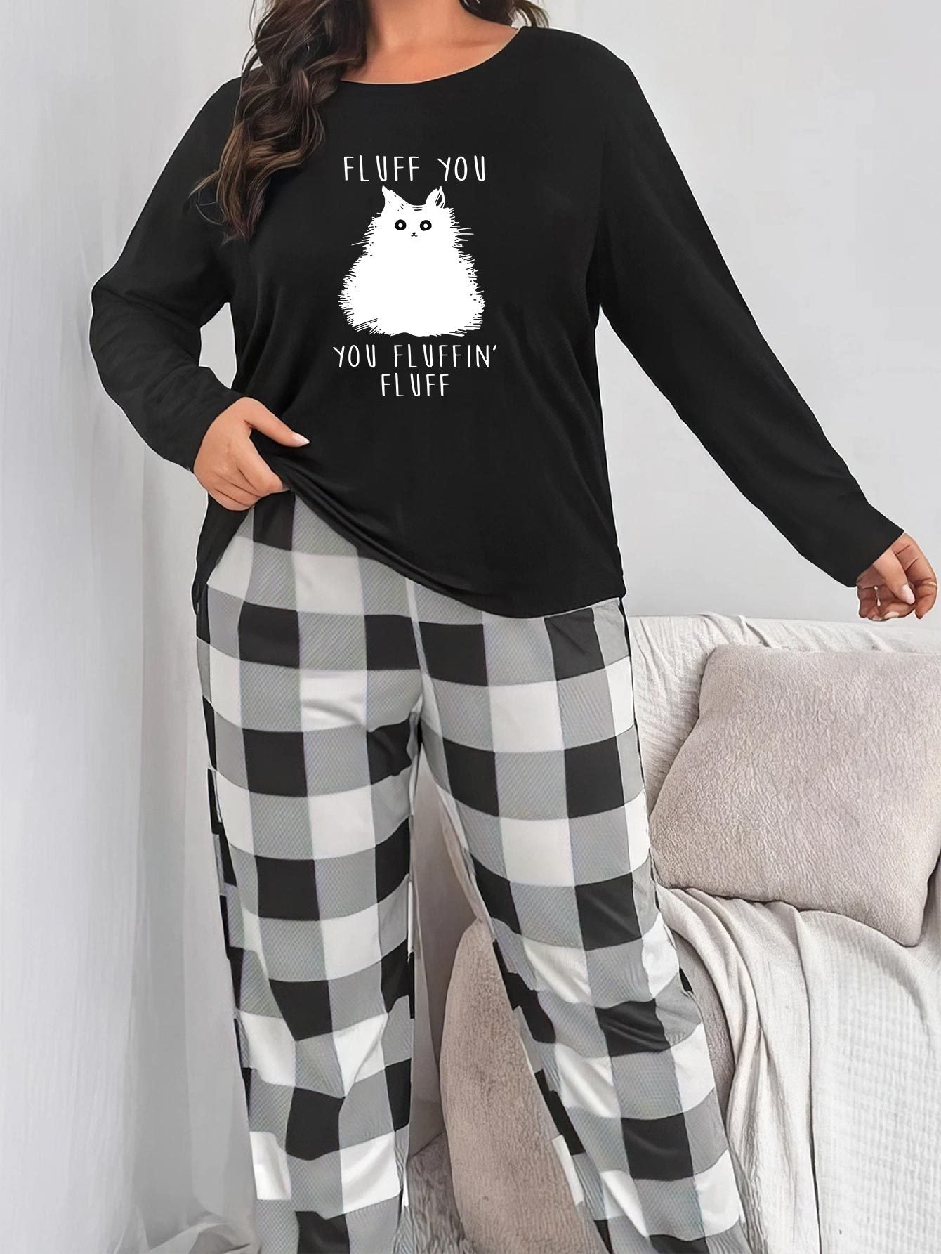 Colorblock Gingham Tee & Pants Pajama Set