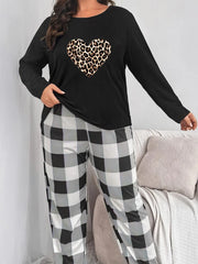 Colorblock Gingham & Leopard Pajama Set