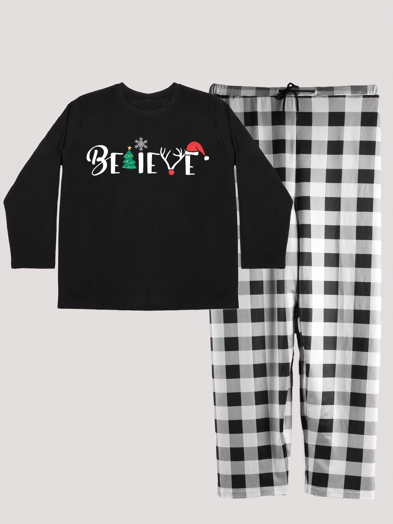 Christmas Lounge Set Women's Plus Christmas Tee & Plaid Pants