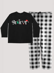 Christmas Lounge Set Women's Plus Christmas Tee & Plaid Pants