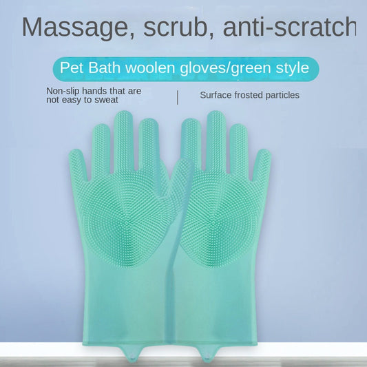 Pet Grooming Gloves for Dogs Cats - Silicone Tips - Bathing Massagi