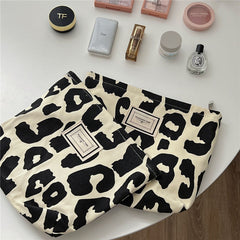 Leopard Print Makeup Bag Zipper Cosmetic Pouch Large Capacity Travel Organizer