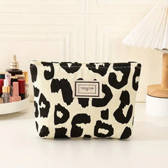Leopard Print Makeup Bag Zipper Cosmetic Pouch Large Capacity Travel Organizer