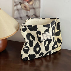 Leopard Print Makeup Bag Zipper Cosmetic Pouch Large Capacity Travel Organizer
