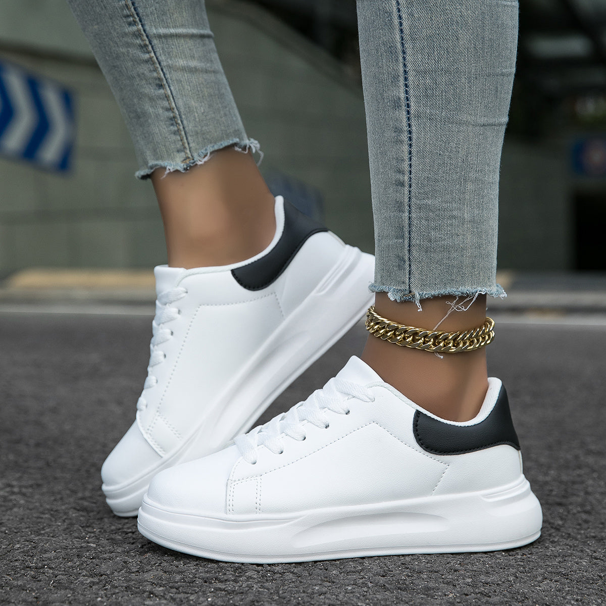 Faux Leather Heighten Skate Shoes Lightweight Breathable Sneakers