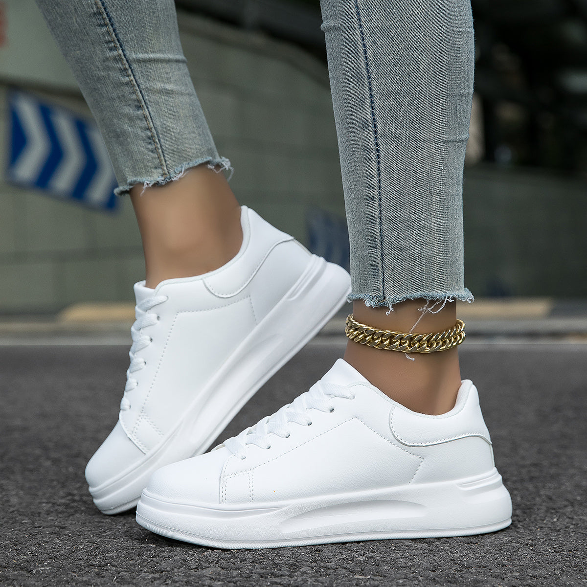 Faux Leather Heighten Skate Shoes Lightweight Breathable Sneakers
