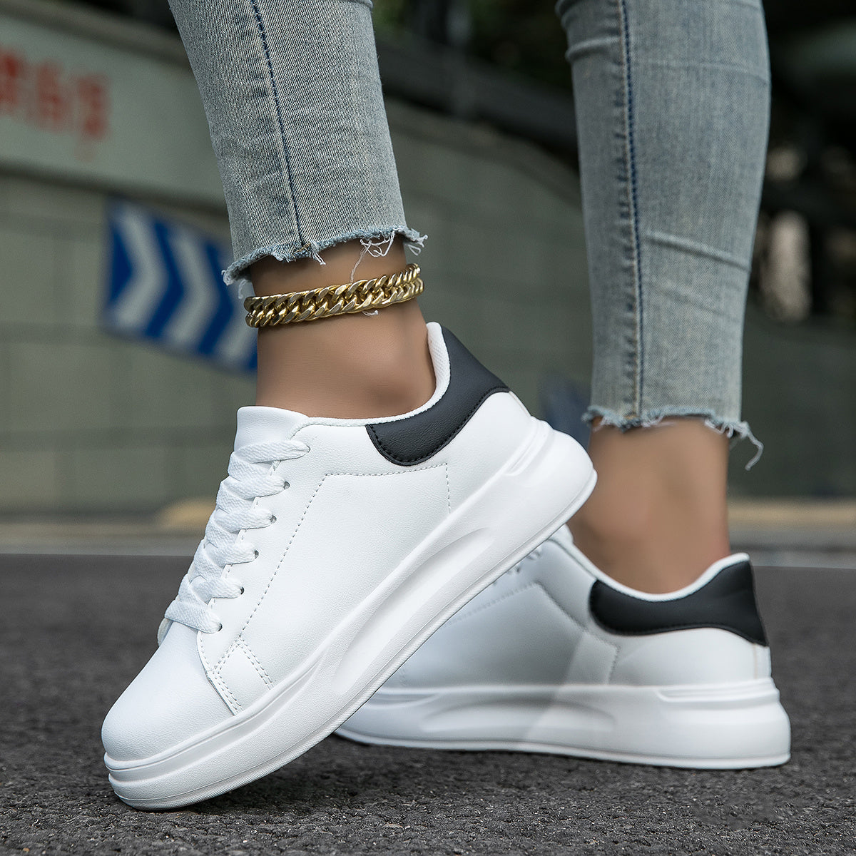 Faux Leather Heighten Skate Shoes Lightweight Breathable Sneakers