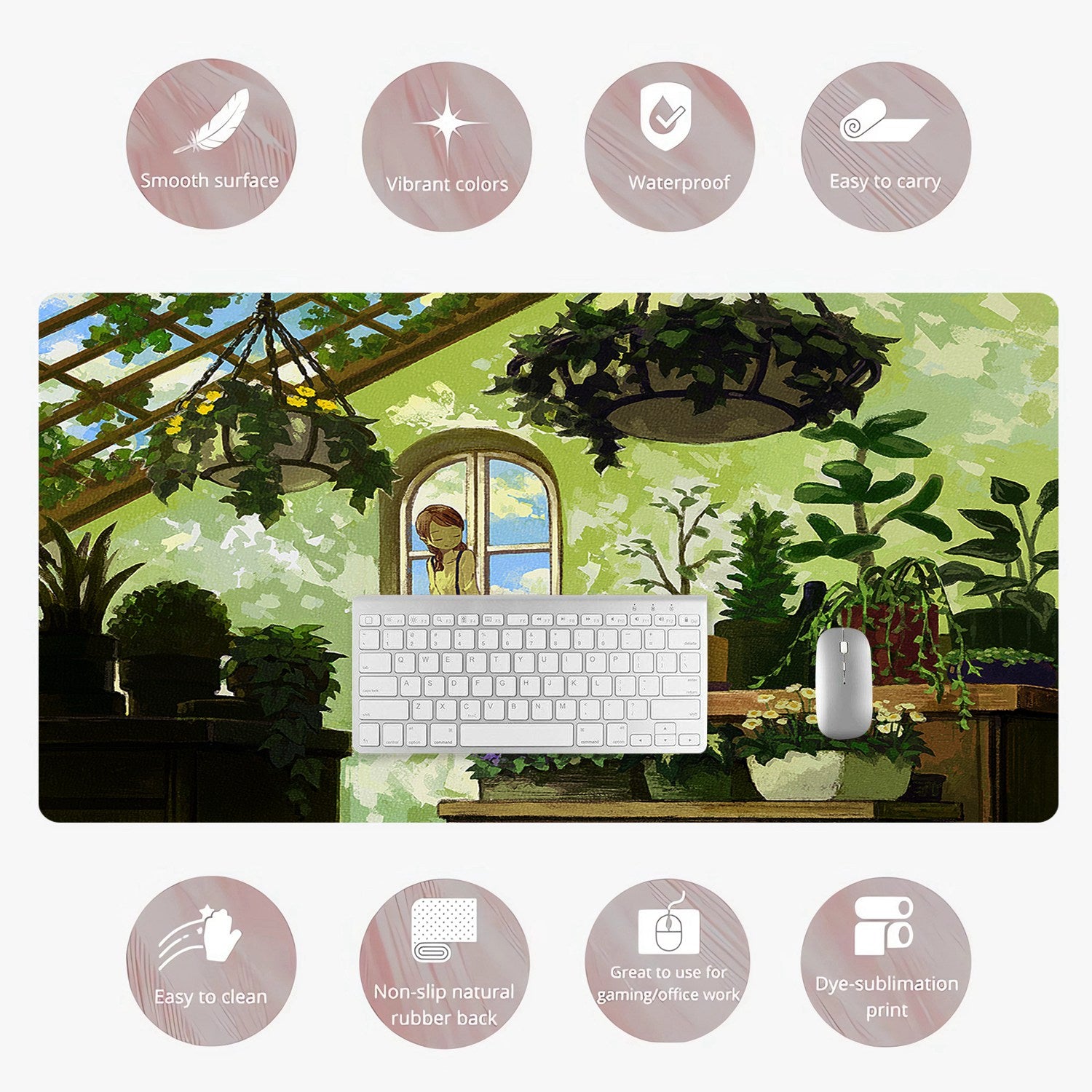 Anime House Faux Leather Mouse Pad Waterproof Desk Writing Mat