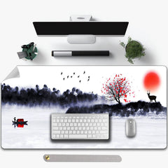 Ink Painting Animation Mouse Pad PU Leather Desk Pad Waterproof Desk Writing Mat