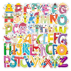 52pcs Cartoon English Letter Sticker Water Cup Journal Book Decoration