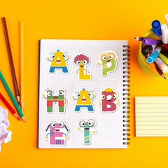 52pcs Cartoon English Letter Sticker Water Cup Journal Book Decoration