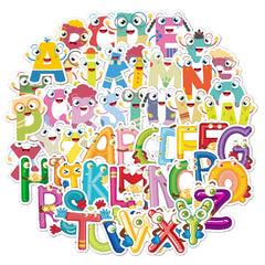52pcs Cartoon English Letter Sticker Water Cup Journal Book Decoration