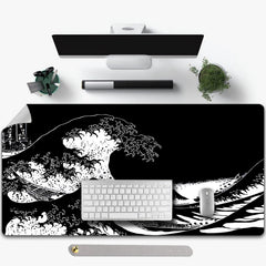 Wave Animation Leather Mouse Pad Waterproof Desk Writing Mat Non Slip