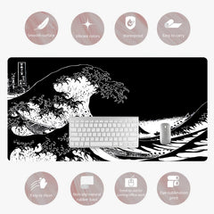 Wave Animation Leather Mouse Pad Waterproof Desk Writing Mat Non Slip