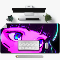 Anime Eyes Animation Mouse Pad PU Leather Desk Pad Waterproof Desk Writing Mat