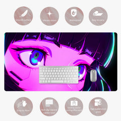 Anime Eyes Animation Mouse Pad PU Leather Desk Pad Waterproof Desk Writing Mat