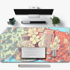 Flowers Mouse Pad PU Leather Desk Pad Waterproof Desk Writing Mat