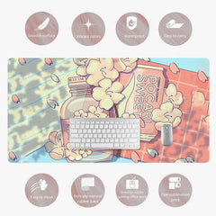 Flowers Mouse Pad PU Leather Desk Pad Waterproof Desk Writing Mat