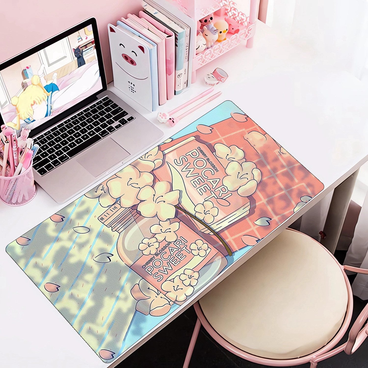 Flowers Mouse Pad PU Leather Desk Pad Waterproof Desk Writing Mat
