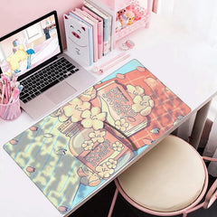 Flowers Mouse Pad PU Leather Desk Pad Waterproof Desk Writing Mat