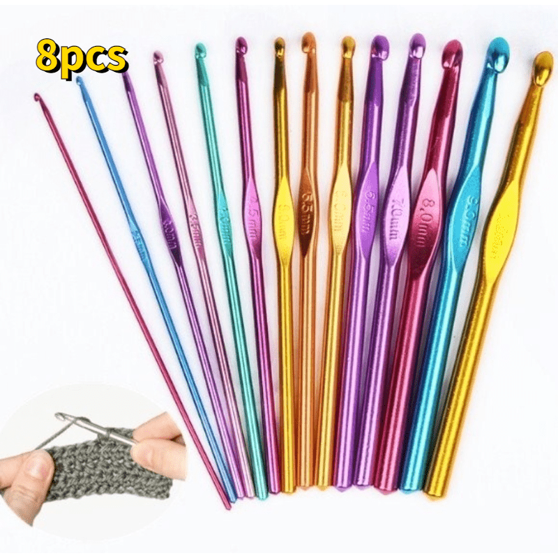 12pcs Colorful Aluminum Crochet Hook Set Knitting Needles Craft Yarn