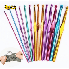 12pcs Colorful Aluminum Crochet Hook Set Knitting Needles Craft Yarn
