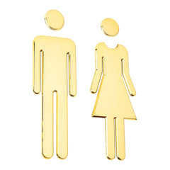 ABS Male & Female Toilet Sign Sticker Self Adhesive Golden Silvery