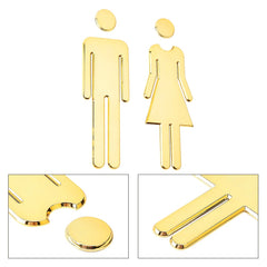 ABS Male & Female Toilet Sign Sticker Self Adhesive Golden Silvery