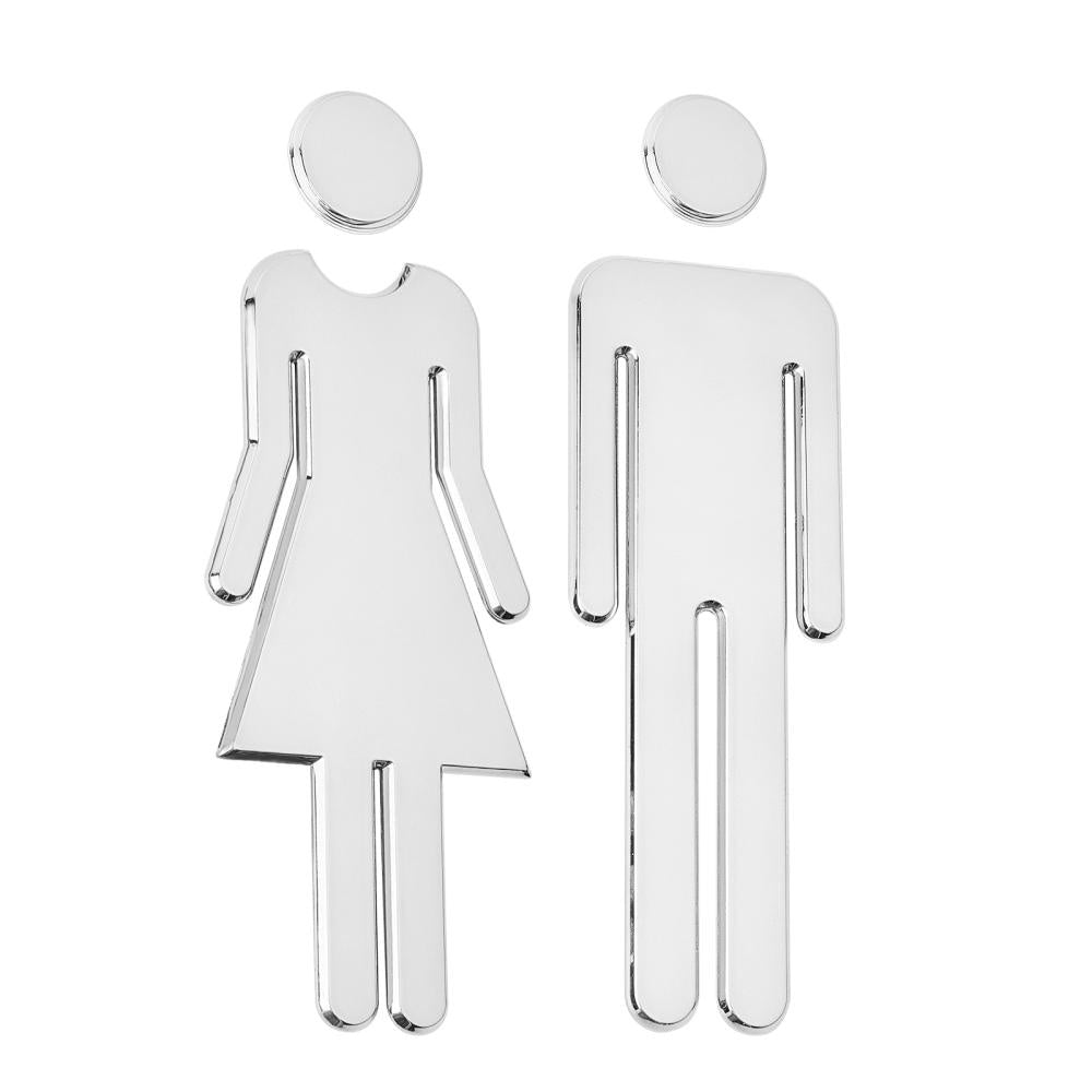 ABS Male & Female Toilet Sign Sticker Self Adhesive Golden Silvery