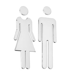 ABS Male & Female Toilet Sign Sticker Self Adhesive Golden Silvery