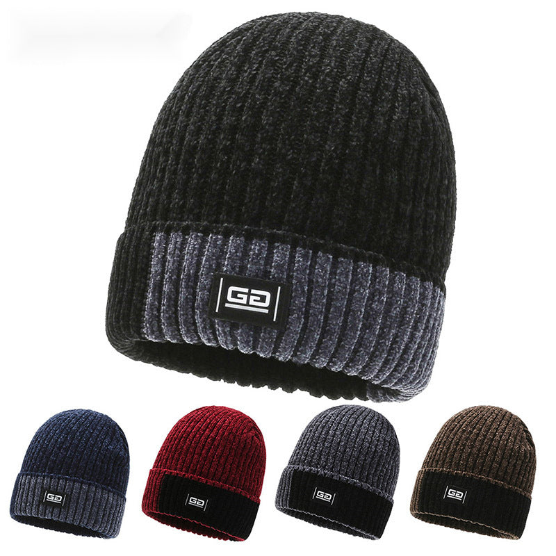 Men's Winter Fleece Knitted Hat Ear Protection Thickened Warm Pullover Hat