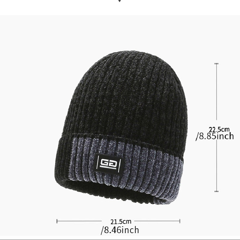 Men's Winter Fleece Knitted Hat Ear Protection Thickened Warm Pullover Hat