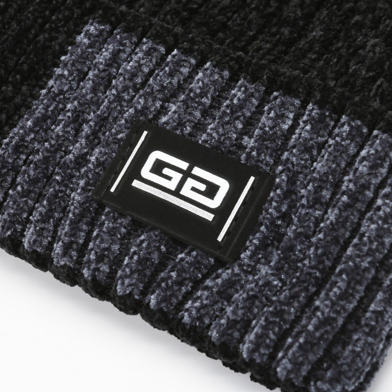 Men's Winter Fleece Knitted Hat Ear Protection Thickened Warm Pullover Hat