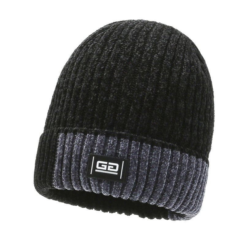 Men's Winter Fleece Knitted Hat Ear Protection Thickened Warm Pullover Hat