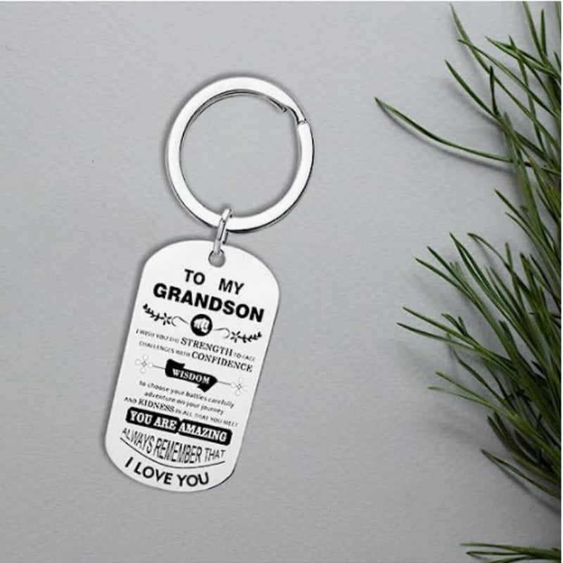 Metal Grandson Granddaughter Key Chain Gift From Grandma