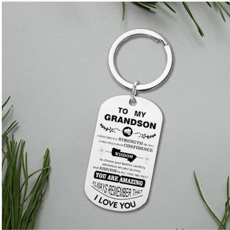 Metal Grandson Granddaughter Key Chain Gift From Grandma