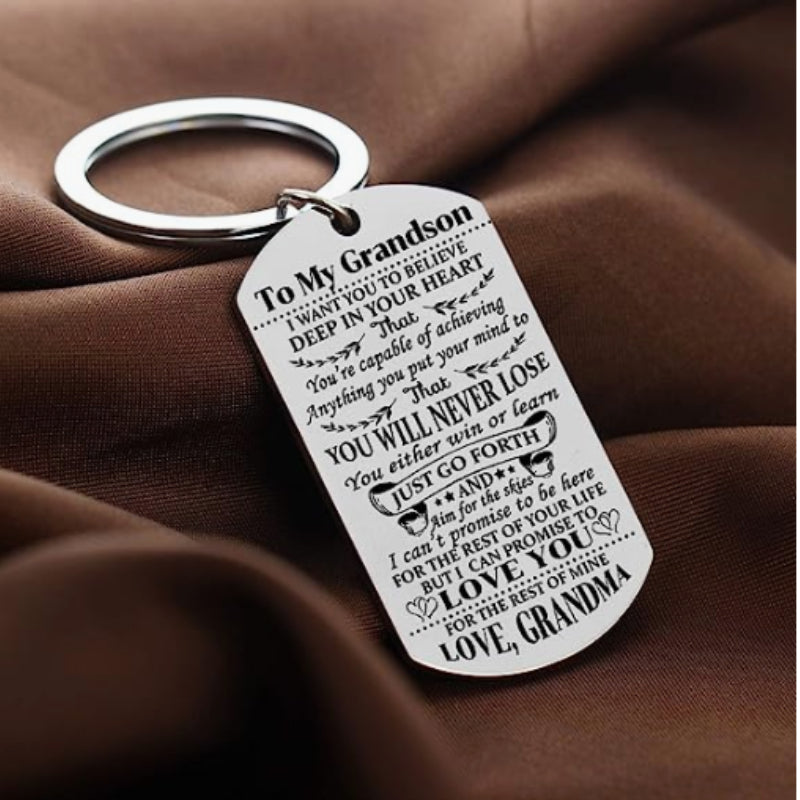Grandson Granddaughter Key Chain Keyring Pendant Birthday Graduation