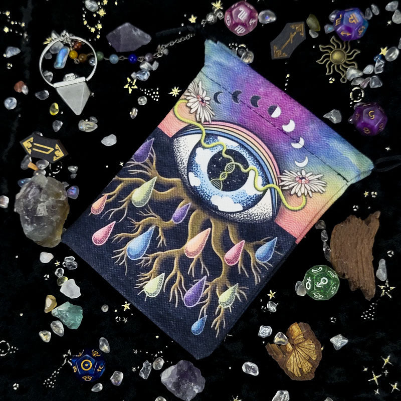Evil Eyes Crystal Gem Drawstring Bag for Tarot Enthusiasts
