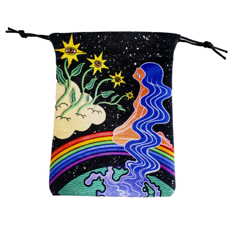 Evil Eyes Crystal Gem Drawstring Bag for Tarot Enthusiasts