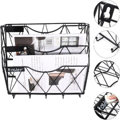 3 Tier Wall File Holder Organizer Magazine Rack Wall Mount